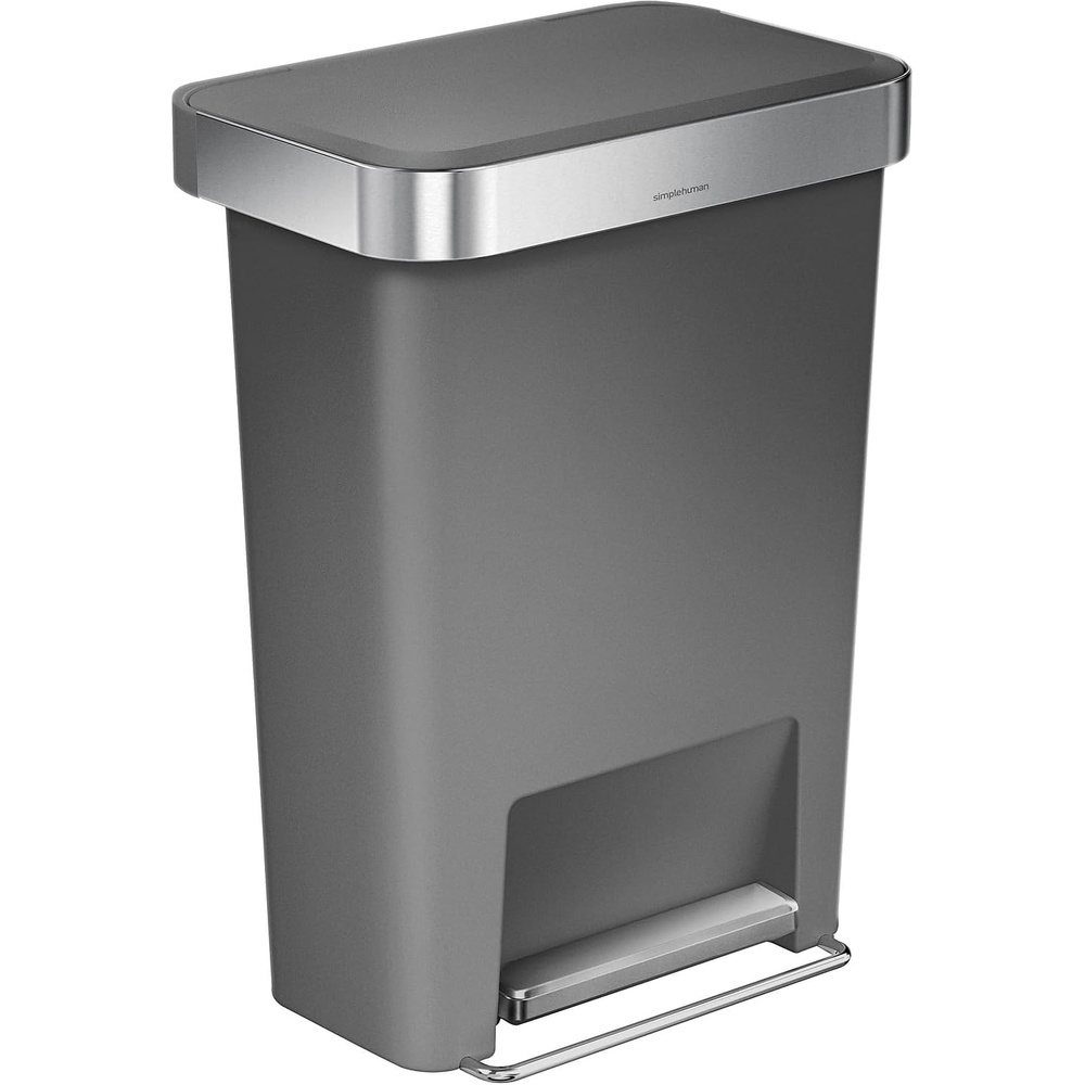 image:imagesimplehuman 45 Liter  12 Gallon Rectangular Kitchen Step Trash Can with SoftClose Lid Grey PlasticGray
