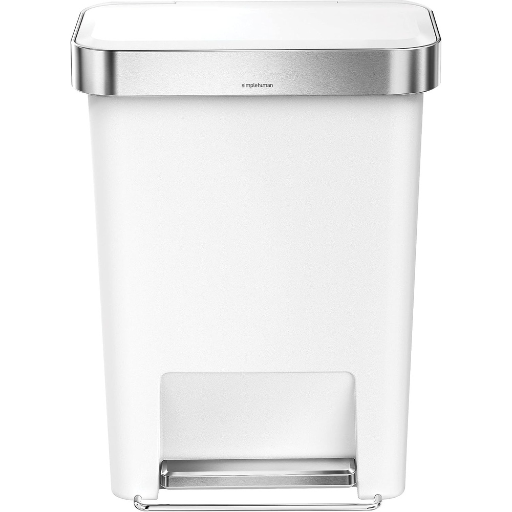 image:imagesimplehuman 45 Liter 12 Gallon Rectangular Kitchen Step Trash Can with SoftClose Lid Grey PlasticWhite