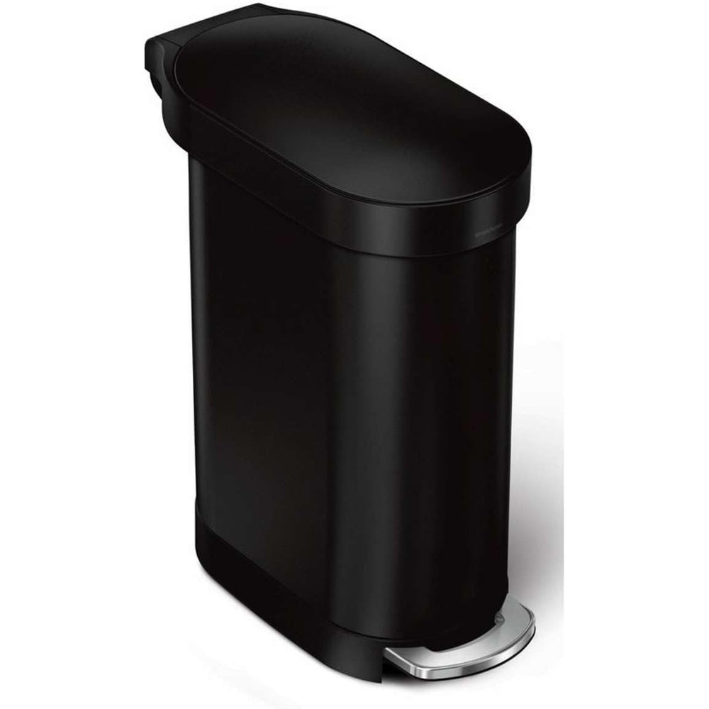 image:imagesimplehuman 45 Liter  12 Gallon Slim HandsFree Kitchen Step Trash Can Brushed Stainless SteelMatte Black