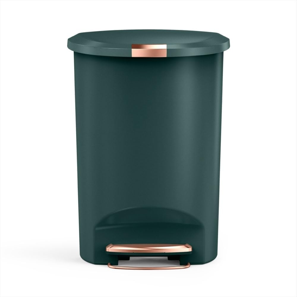 image:imagesimplehuman 50 Liter  13 Gallon SemiRound Kitchen Step Trash Can with Secure Slide Lock Black PlasticHunter