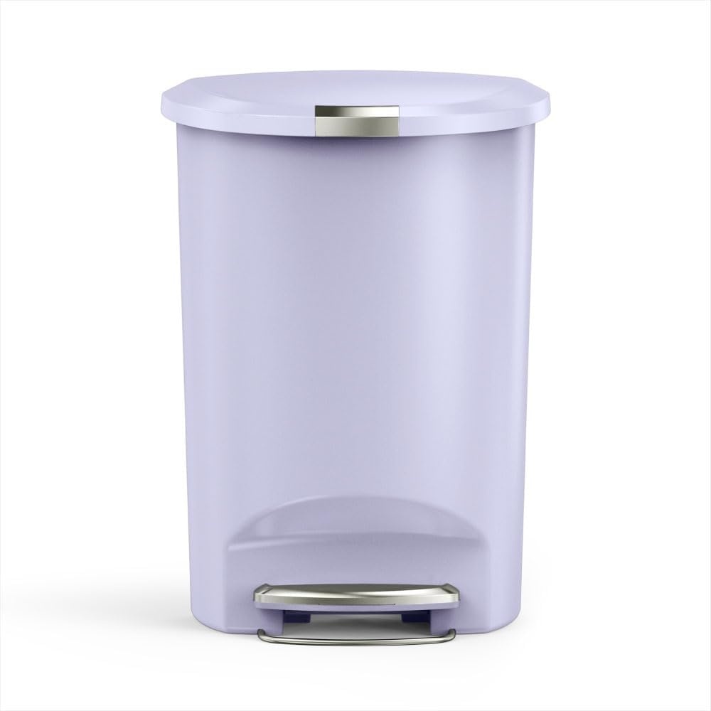 image:imagesimplehuman 50 Liter  13 Gallon SemiRound Kitchen Step Trash Can with Secure Slide Lock Black PlasticLilac