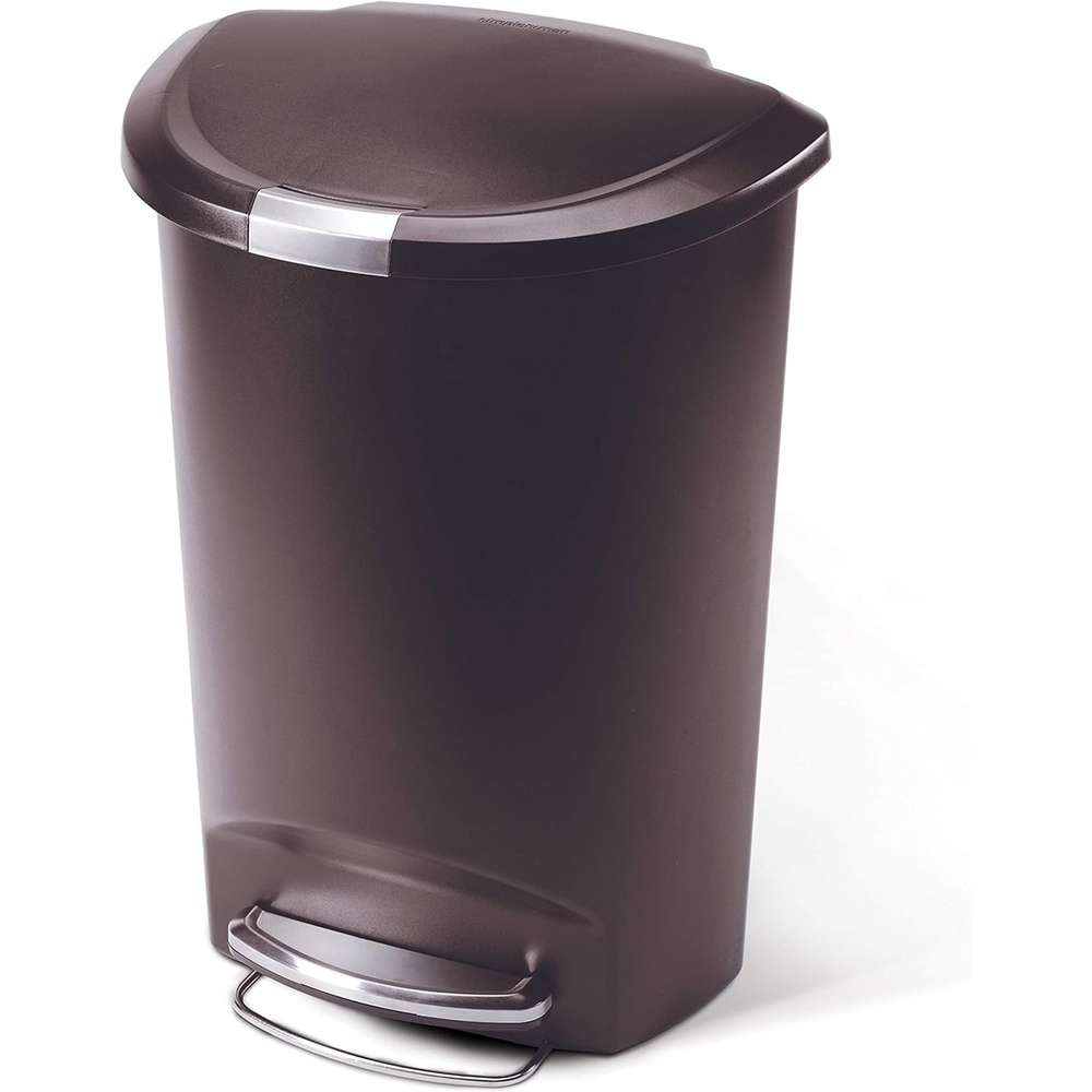 image:imagesimplehuman 50 Liter  13 Gallon SemiRound Kitchen Step Trash Can with Secure Slide Lock Black PlasticMocha
