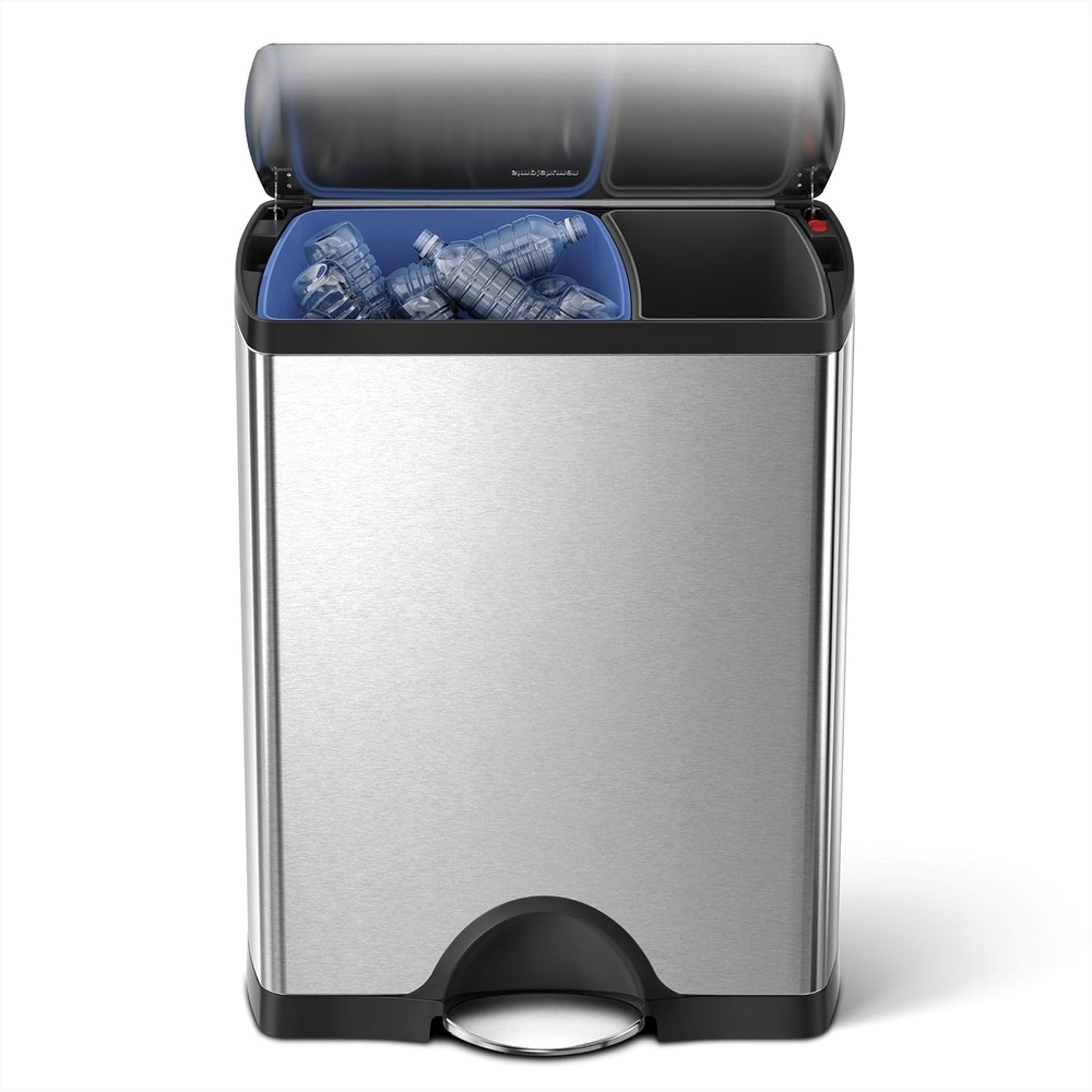 image:imagesimplehuman 50 Liter 130 Gallon Rectangular Kitchen Step Trash Can Brushed Stainless Steel46 Liter Recycler