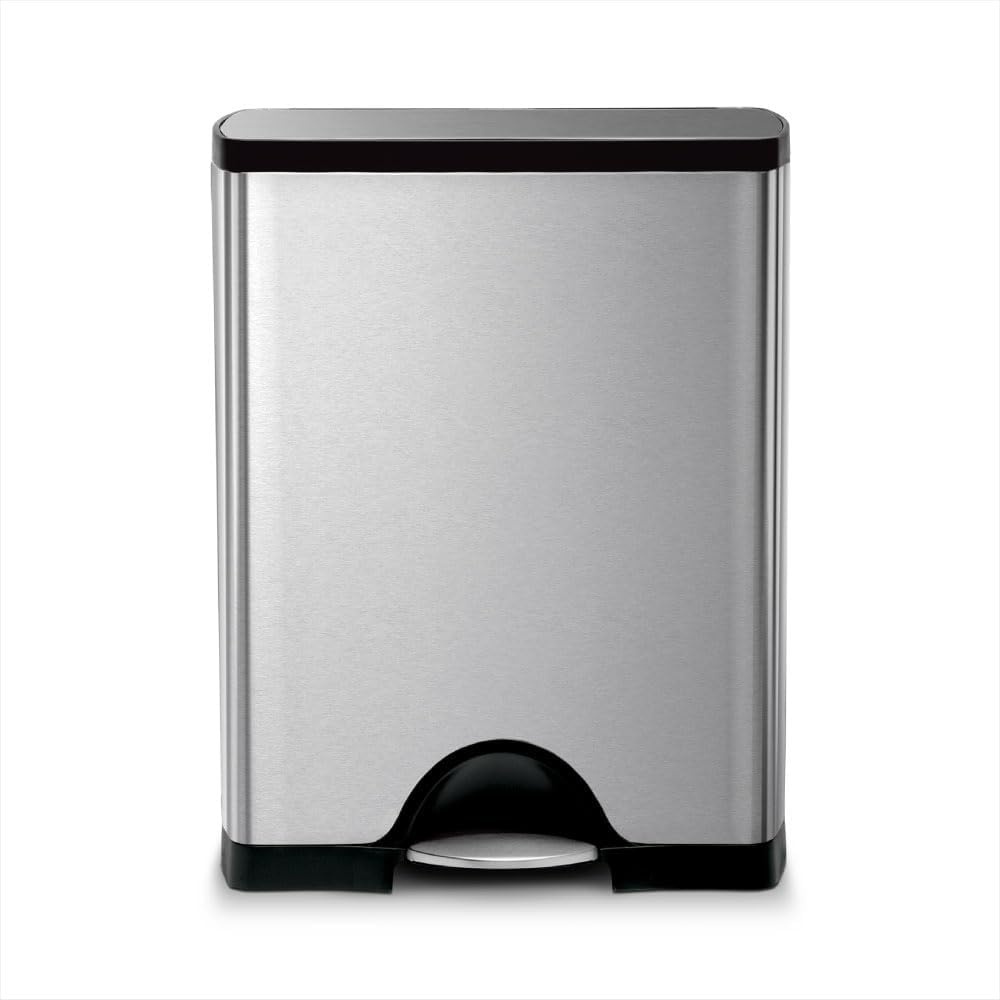 image:imagesimplehuman 50 Liter  130 Gallon Rectangular Kitchen Step Trash Can Brushed Stainless Steel50 Liter Trash Can