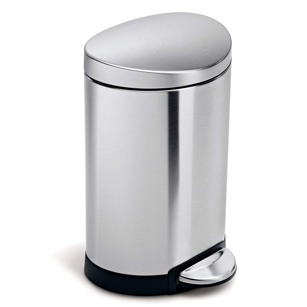 image:imagesimplehuman 6 Liter  16 Gallon SemiRound Bathroom Step Trash Can Brushed Stainless Steel