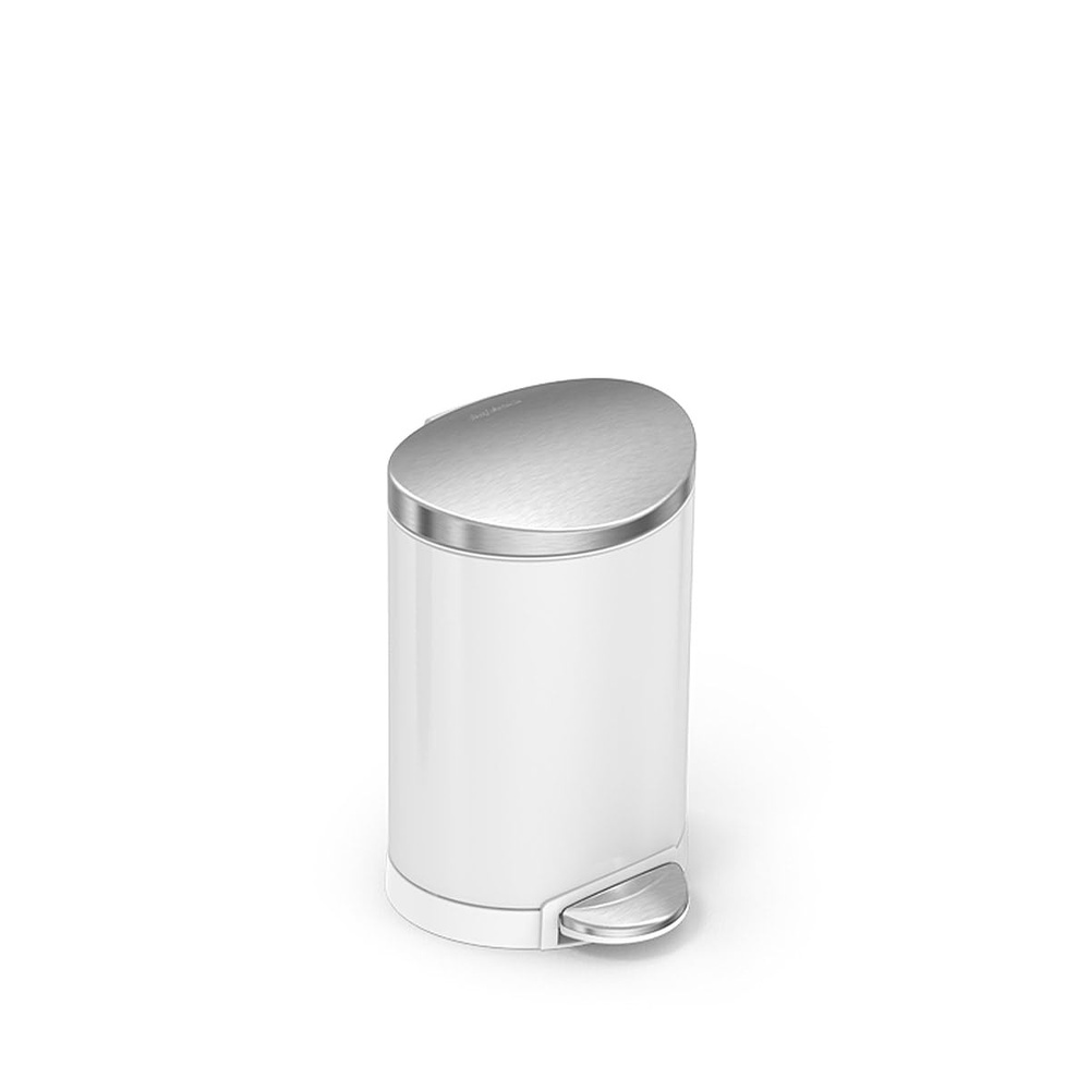 image:imagesimplehuman 6 Liter 16 Gallon SemiRound Bathroom Step Trash Can White Steel