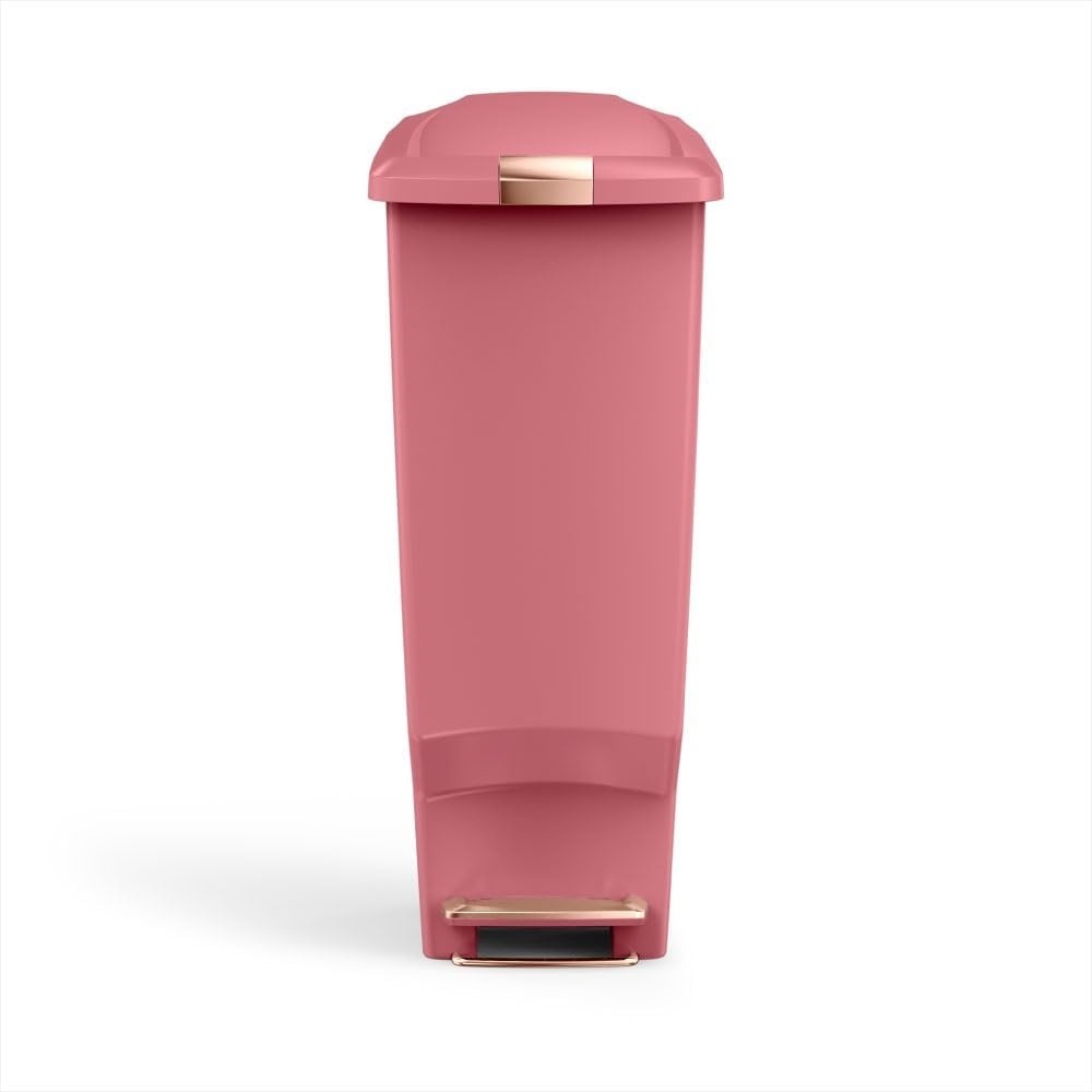 image:imagesimplehuman Slim Step Can 40L  106 Gallon SpaceEfficient Kitchen Trash Can Studio Edition PetProof Slide Lock 150000Step Pedal Wheels Blush PlasticBlush