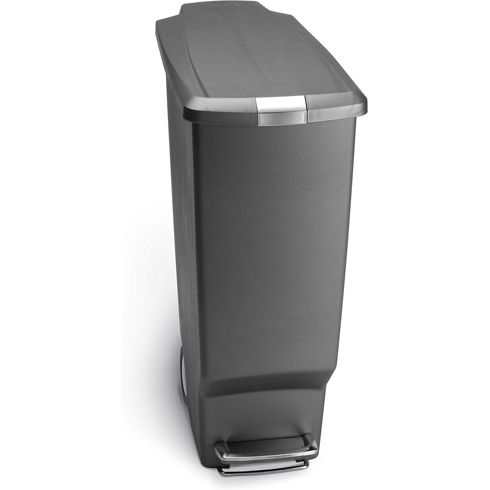 image:imagesimplehuman Slim Step Can 40L 106 Gallon SpaceEfficient Kitchen Trash Can Studio Edition PetProof Slide Lock 150000Step Pedal Wheels Blush PlasticGray