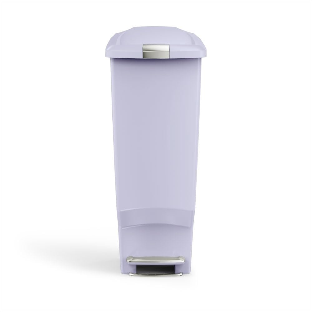 image:imagesimplehuman Slim Step Can 40L 106 Gallon SpaceEfficient Kitchen Trash Can Studio Edition PetProof Slide Lock 150000Step Pedal Wheels Blush PlasticLilac