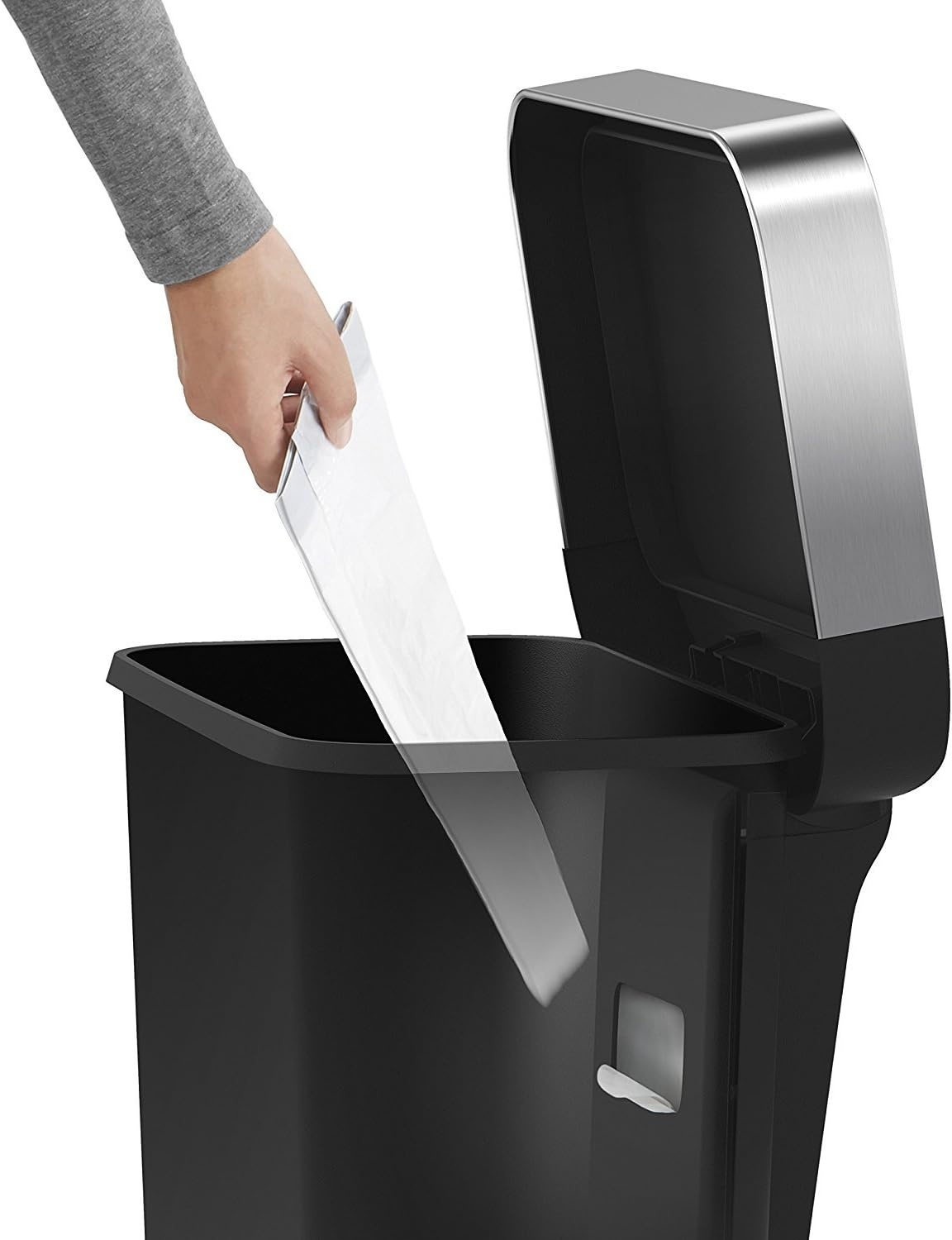 image:imagesimplehuman 45 Liter 12 Gallon Rectangular Kitchen Step Trash Can with SoftClose Lid Grey PlasticBlack