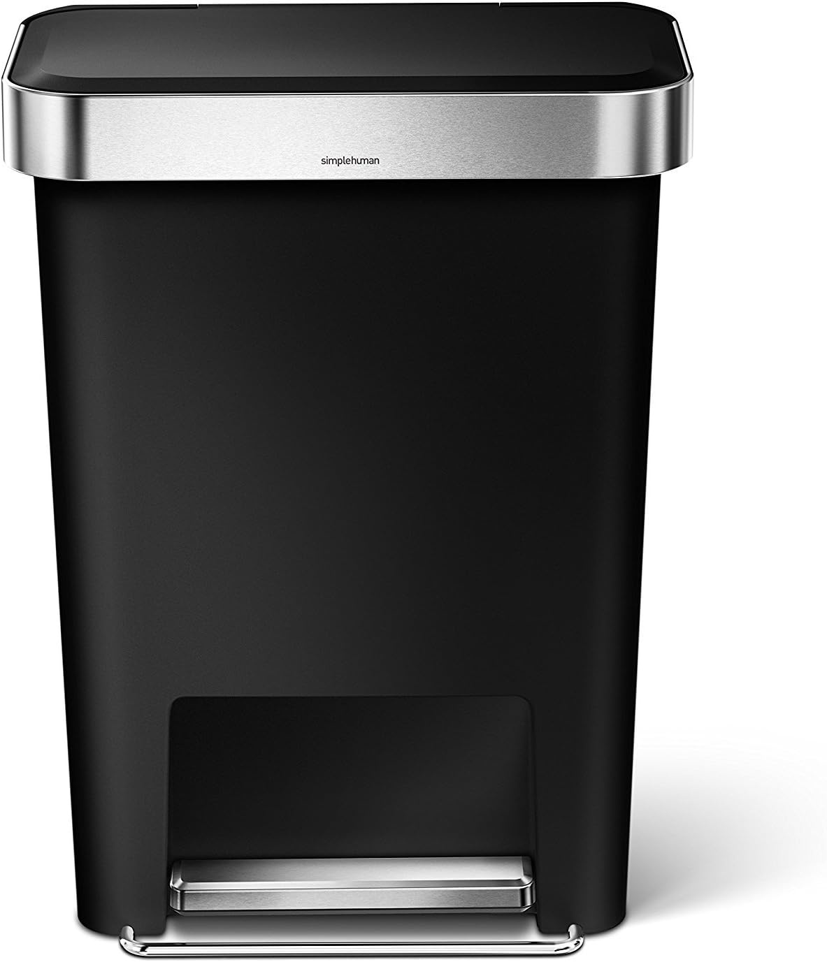 image:imagesimplehuman 45 Liter 12 Gallon Rectangular Kitchen Step Trash Can with SoftClose Lid Grey PlasticBlack