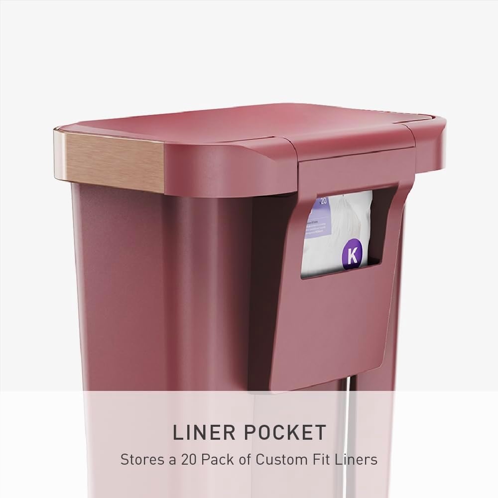 image:imagesimplehuman 45 Liter 12 Gallon Rectangular Kitchen Step Trash Can with SoftClose Lid Grey PlasticBlush