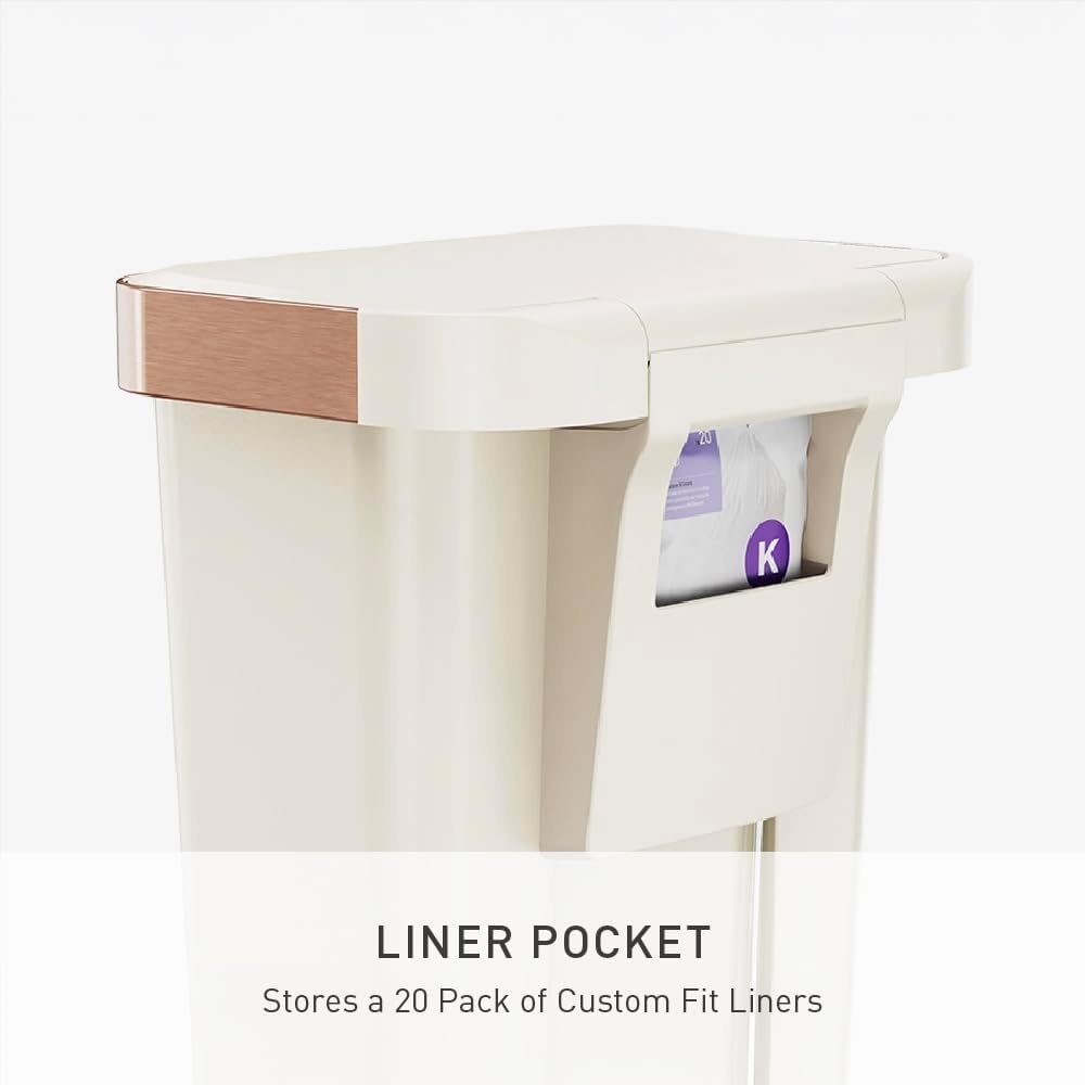 image:imagesimplehuman 45 Liter 12 Gallon Rectangular Kitchen Step Trash Can with SoftClose Lid Grey PlasticCream