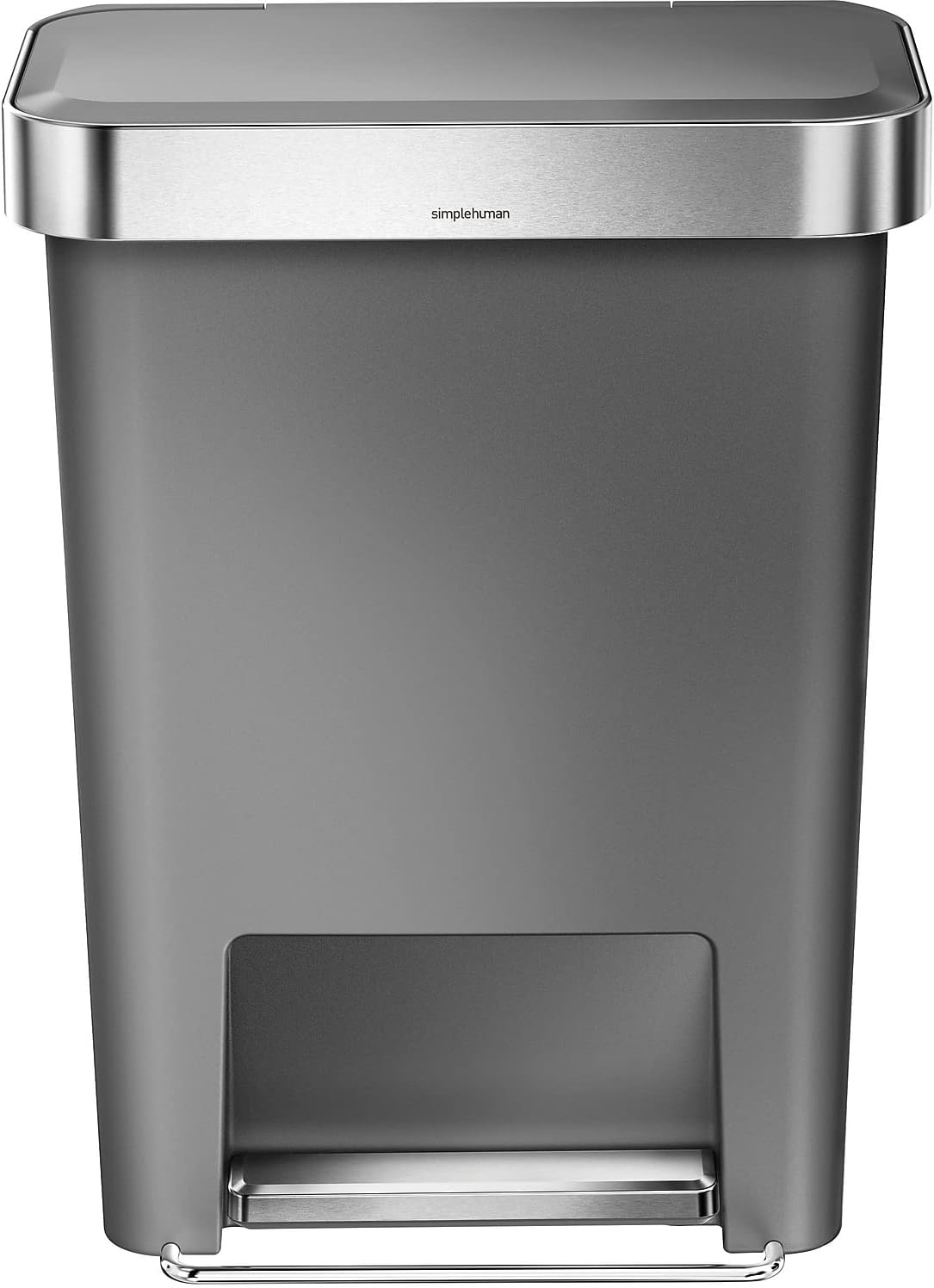 image:imagesimplehuman 45 Liter 12 Gallon Rectangular Kitchen Step Trash Can with SoftClose Lid Grey PlasticGray