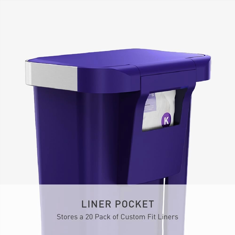 image:imagesimplehuman 45 Liter 12 Gallon Rectangular Kitchen Step Trash Can with SoftClose Lid Grey PlasticIndigo