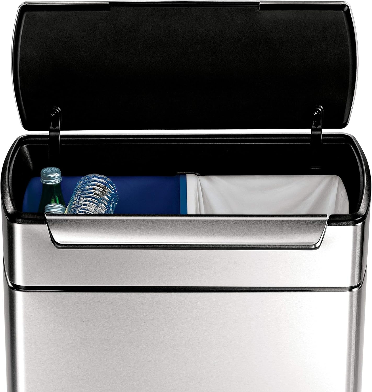 image:imagesimplehuman 48 Liter 127 Gallon TouchBar Dual Compartment Kitchen Recycling Trash Can Brushed Stainless Steel48 Liter