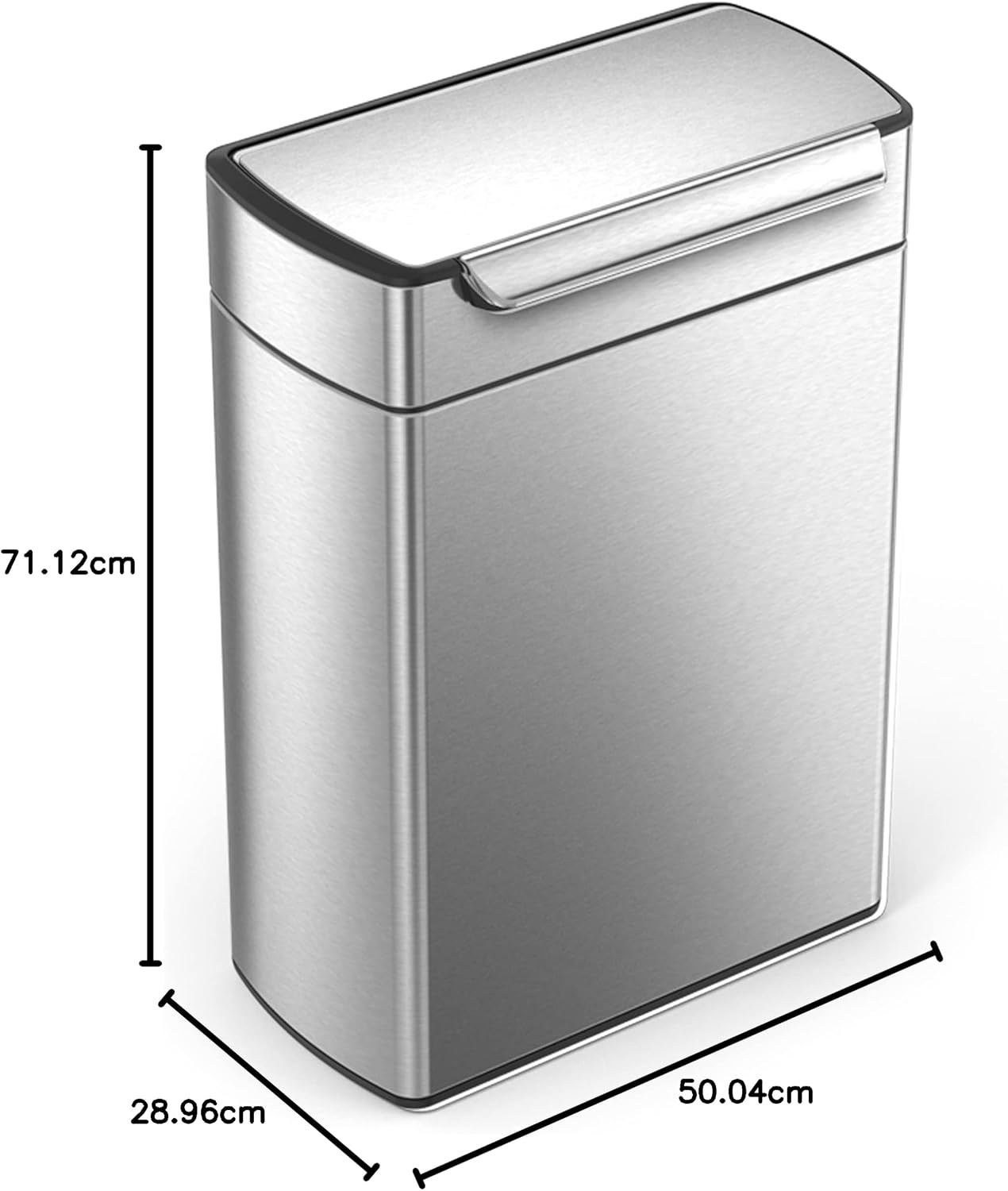 image:imagesimplehuman 48 Liter 127 Gallon TouchBar Dual Compartment Kitchen Recycling Trash Can Brushed Stainless Steel48 Liter
