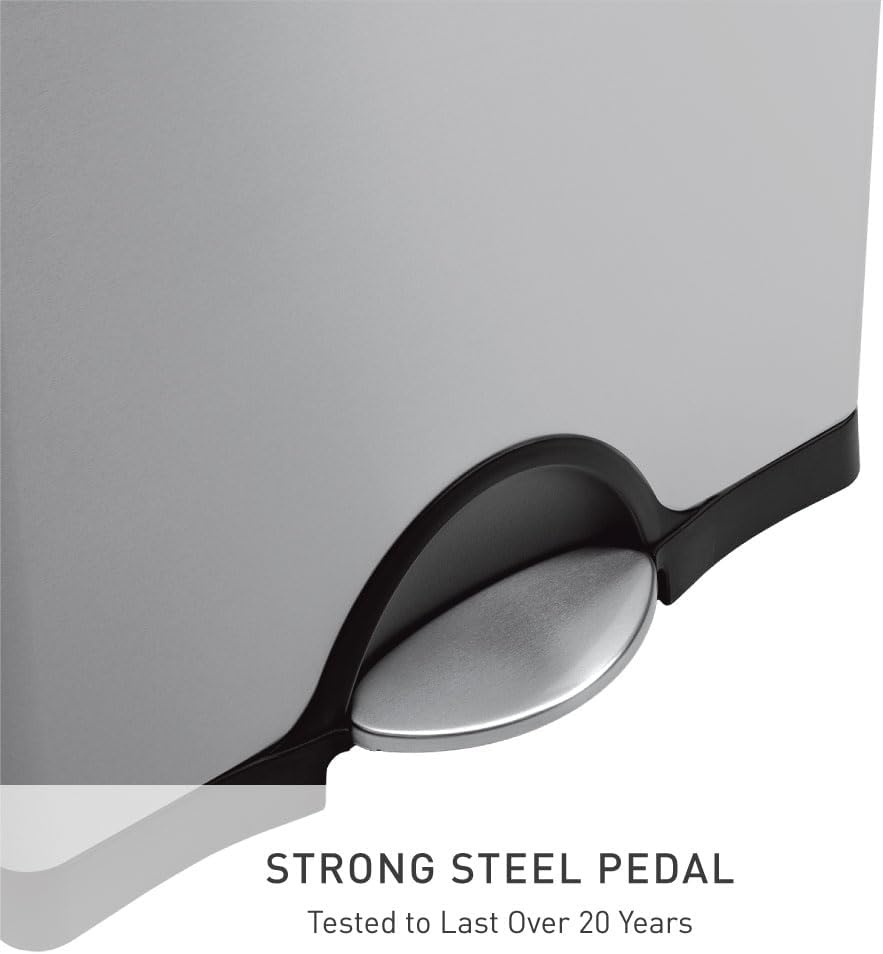image:imagesimplehuman 50 Liter 130 Gallon Rectangular Kitchen Step Trash Can Brushed Stainless Steel50 Liter Trash Can