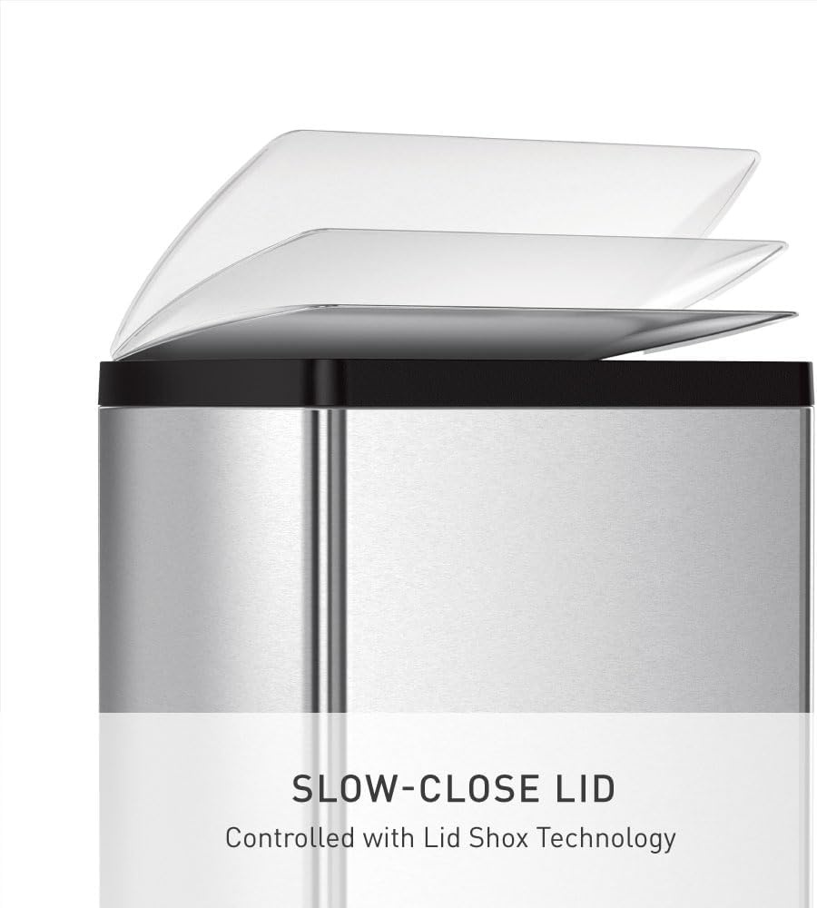 image:imagesimplehuman 50 Liter 130 Gallon Rectangular Kitchen Step Trash Can Brushed Stainless Steel50 Liter Trash Can
