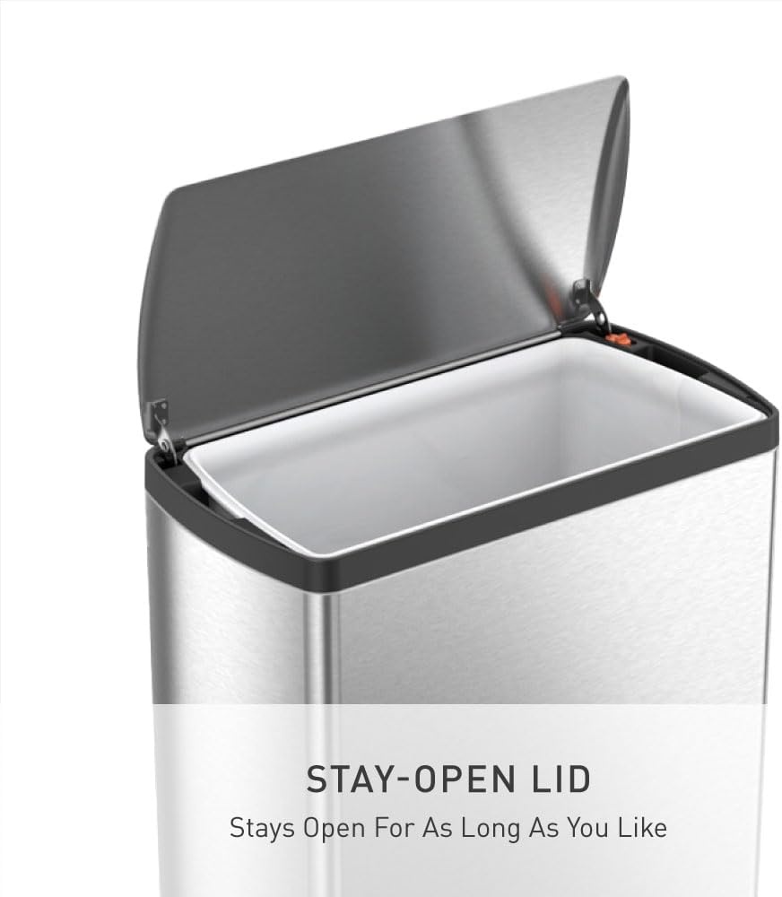 image:imagesimplehuman 50 Liter 130 Gallon Rectangular Kitchen Step Trash Can Brushed Stainless Steel50 Liter Trash Can