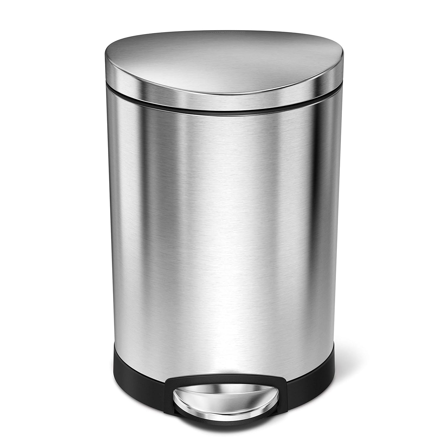 image:imagesimplehuman 6 Liter 16 Gallon SemiRound Bathroom Step Trash Can Brushed Stainless Steel