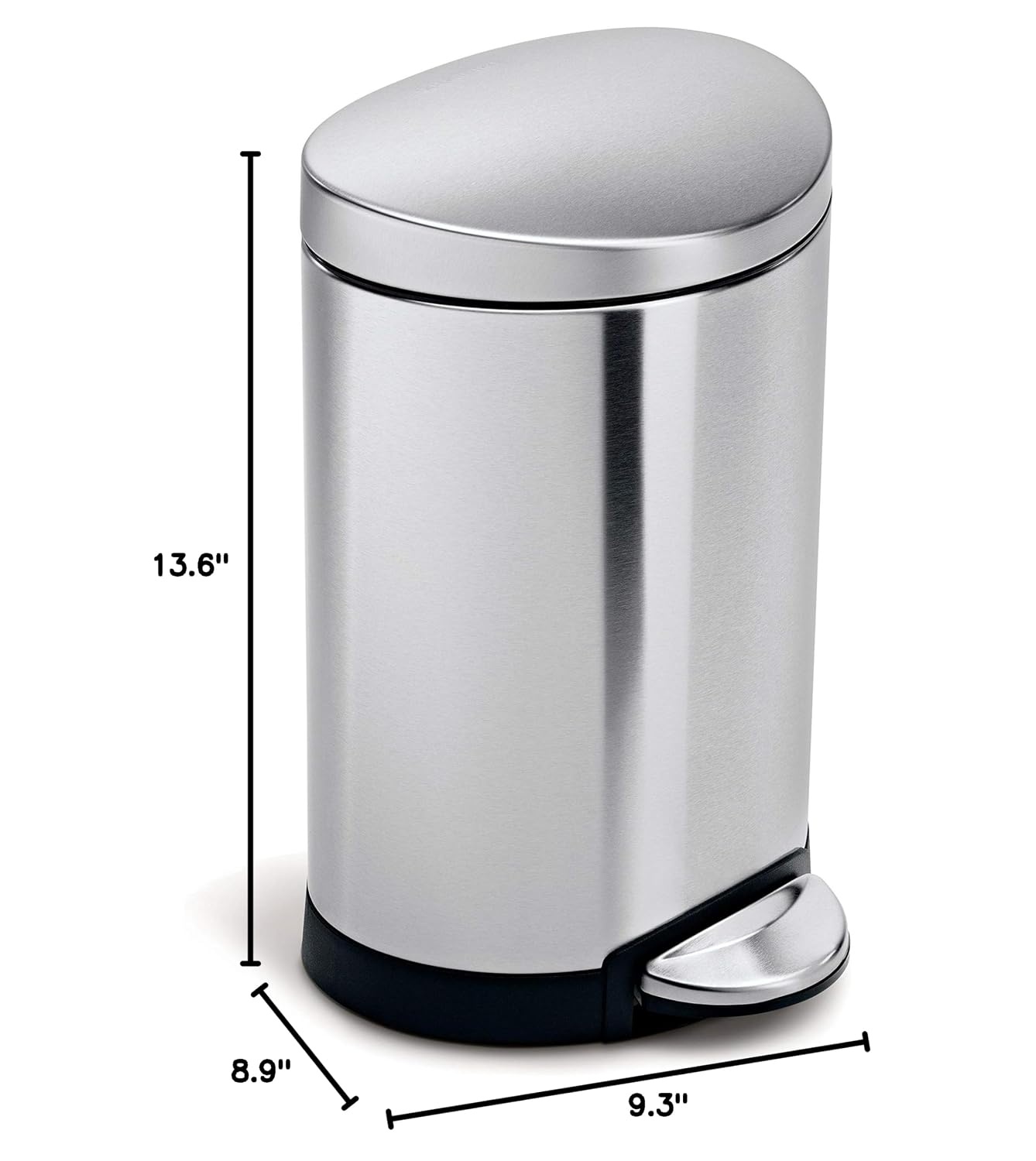 image:imagesimplehuman 6 Liter 16 Gallon SemiRound Bathroom Step Trash Can Brushed Stainless Steel