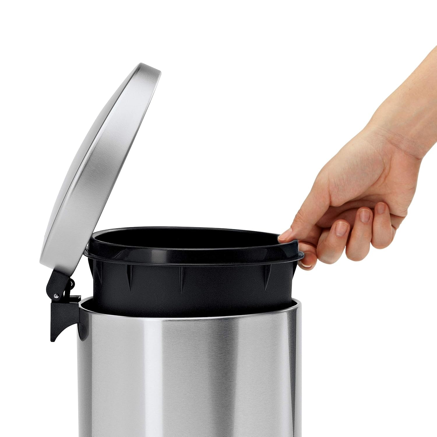 image:imagesimplehuman 6 Liter 16 Gallon SemiRound Bathroom Step Trash Can Brushed Stainless Steel
