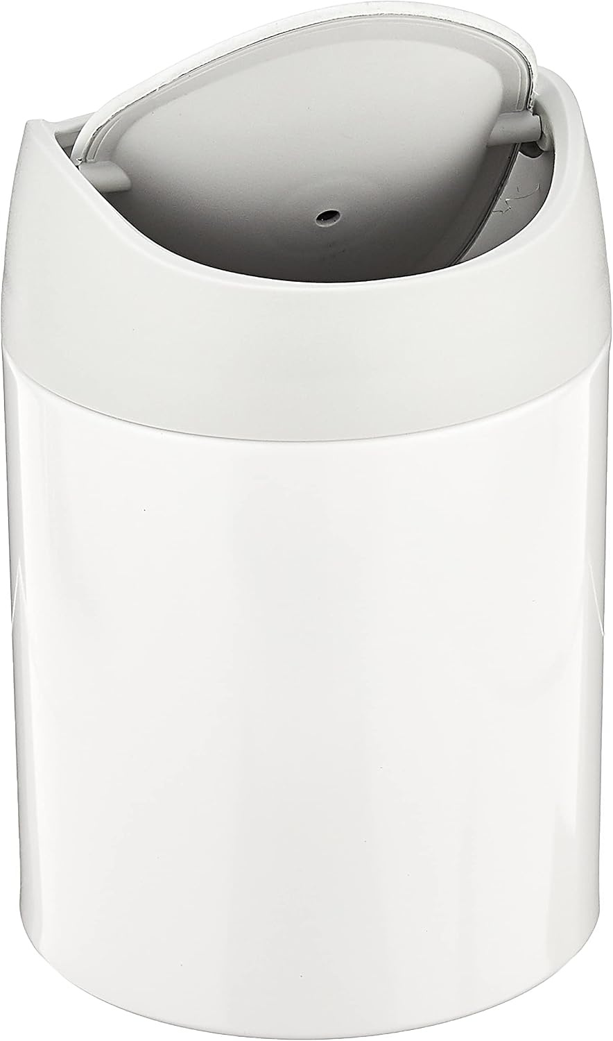 image:imagesimplehuman Mini Countertop Trash Can 15L 04 Gallon Compact Vanity Trash Can Balanced Swing Lid Brushed Stainless SteelWhite Steel
