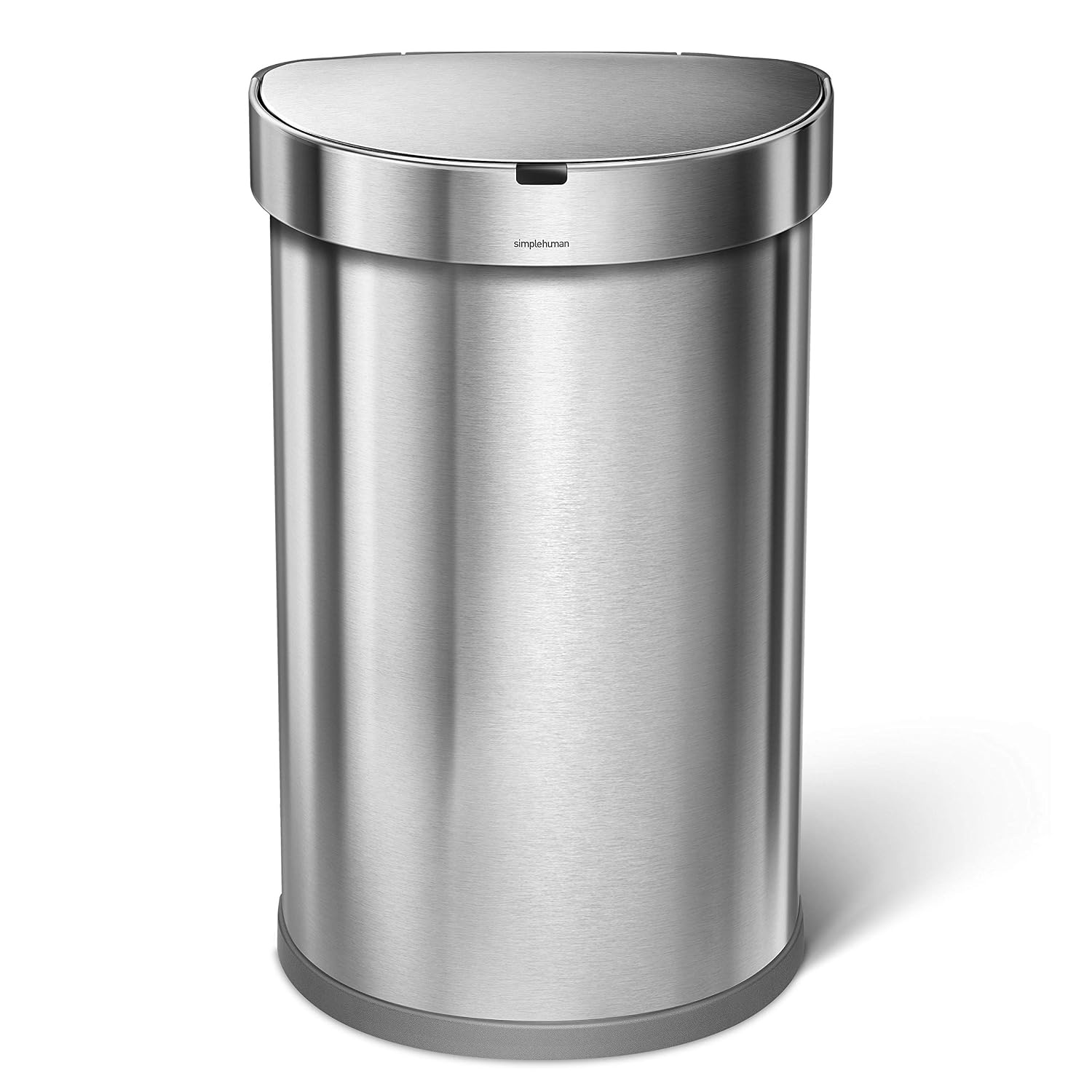 image:imagesimplehuman SemiRound Step Can 60L 159 Gallon LargeCapacity Kitchen Trash Can Liner Rim Liner Pocket 150000Step Pedal Lid Shox Silent Close Brushed Stainless SteelBrushed