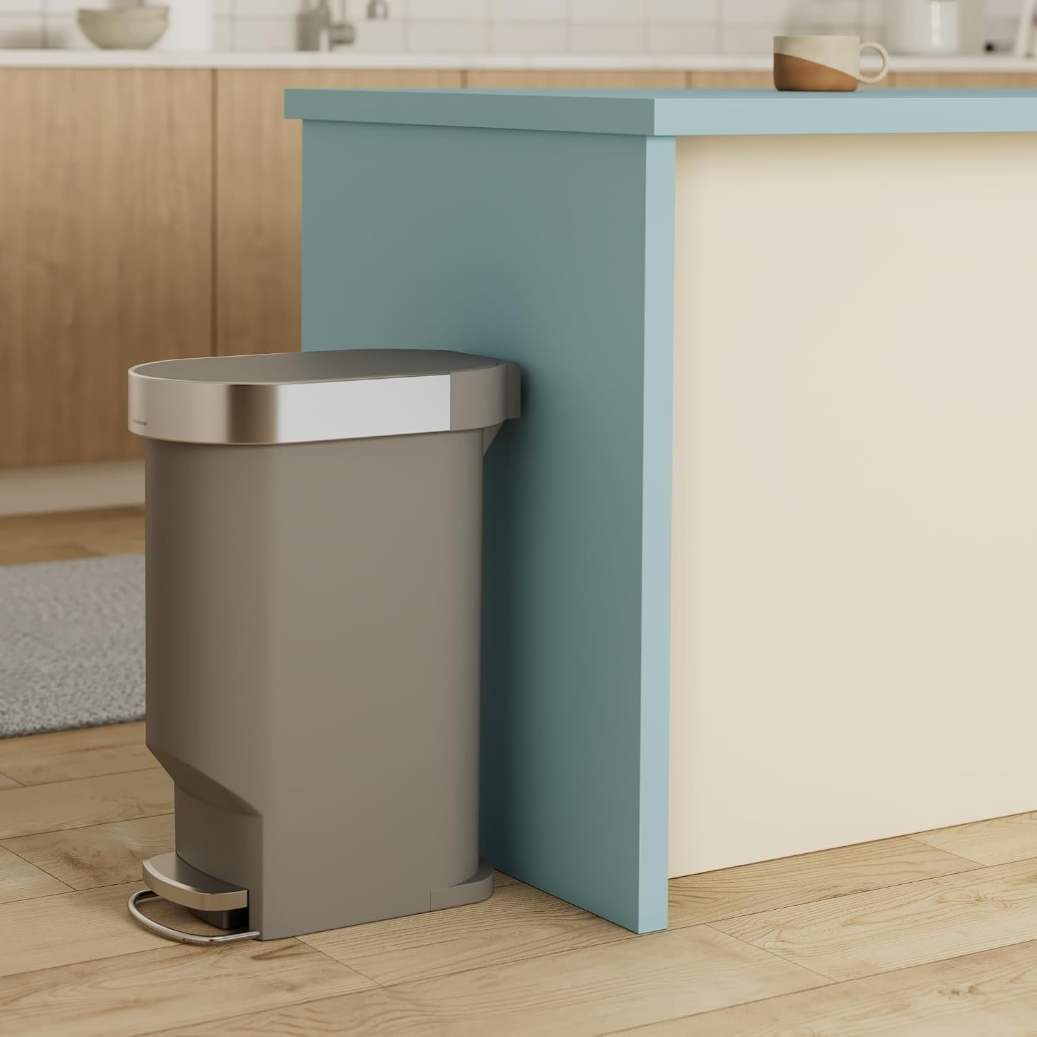 image:imagesimplehuman Slim Step Can 40L 106 Gallon Kitchen Trash Can Stainless Steel Liner Rim 150000Step Pedal Lid Shox Silent Close Grey PlasticGray