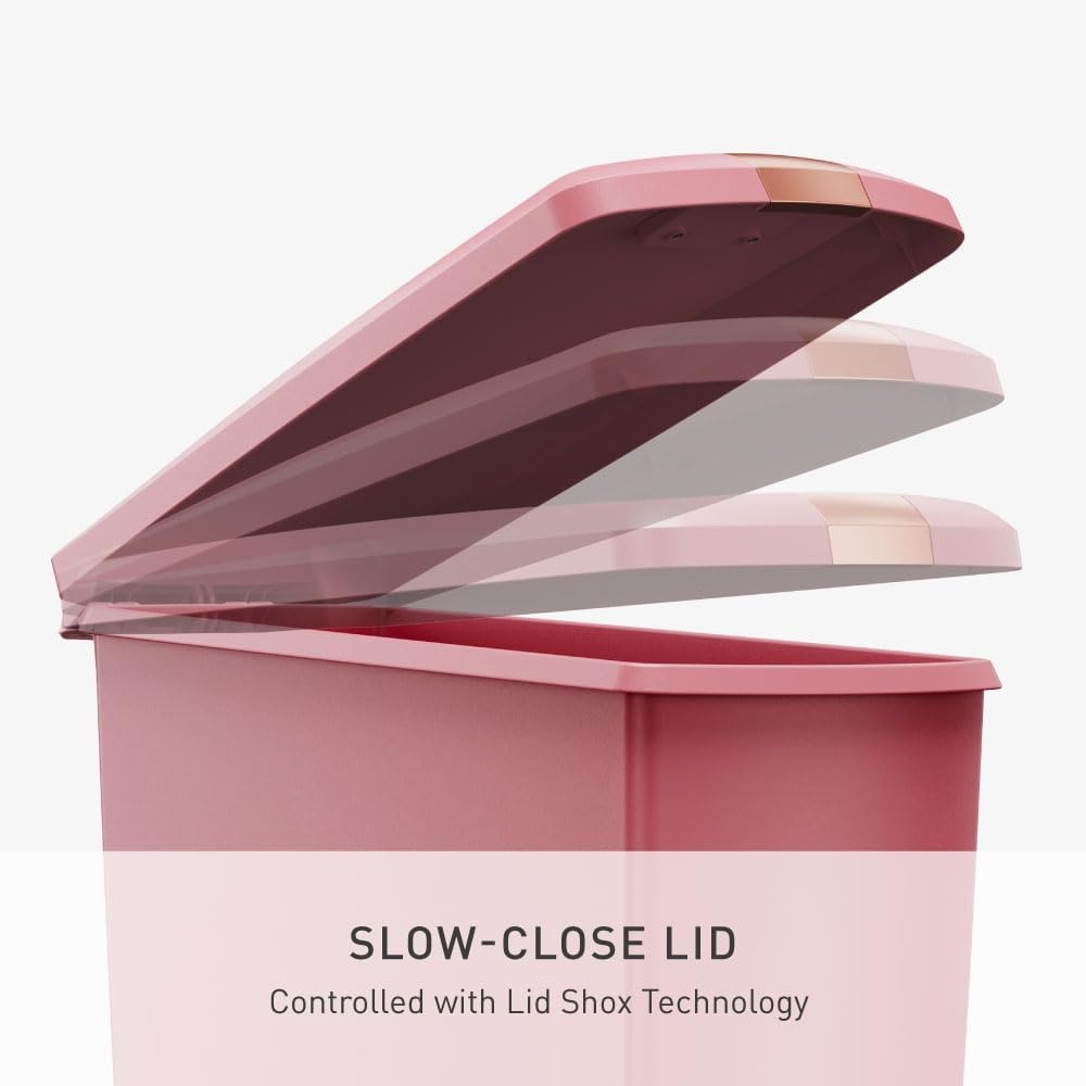 image:imagesimplehuman Slim Step Can 40L 106 Gallon SpaceEfficient Kitchen Trash Can Studio Edition PetProof Slide Lock 150000Step Pedal Wheels Blush PlasticBlush