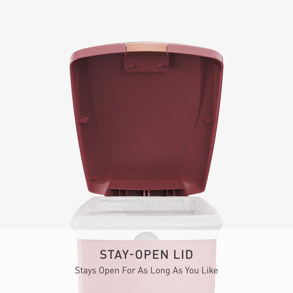 image:imagesimplehuman Slim Step Can 40L 106 Gallon SpaceEfficient Kitchen Trash Can Studio Edition PetProof Slide Lock 150000Step Pedal Wheels Blush PlasticBlush