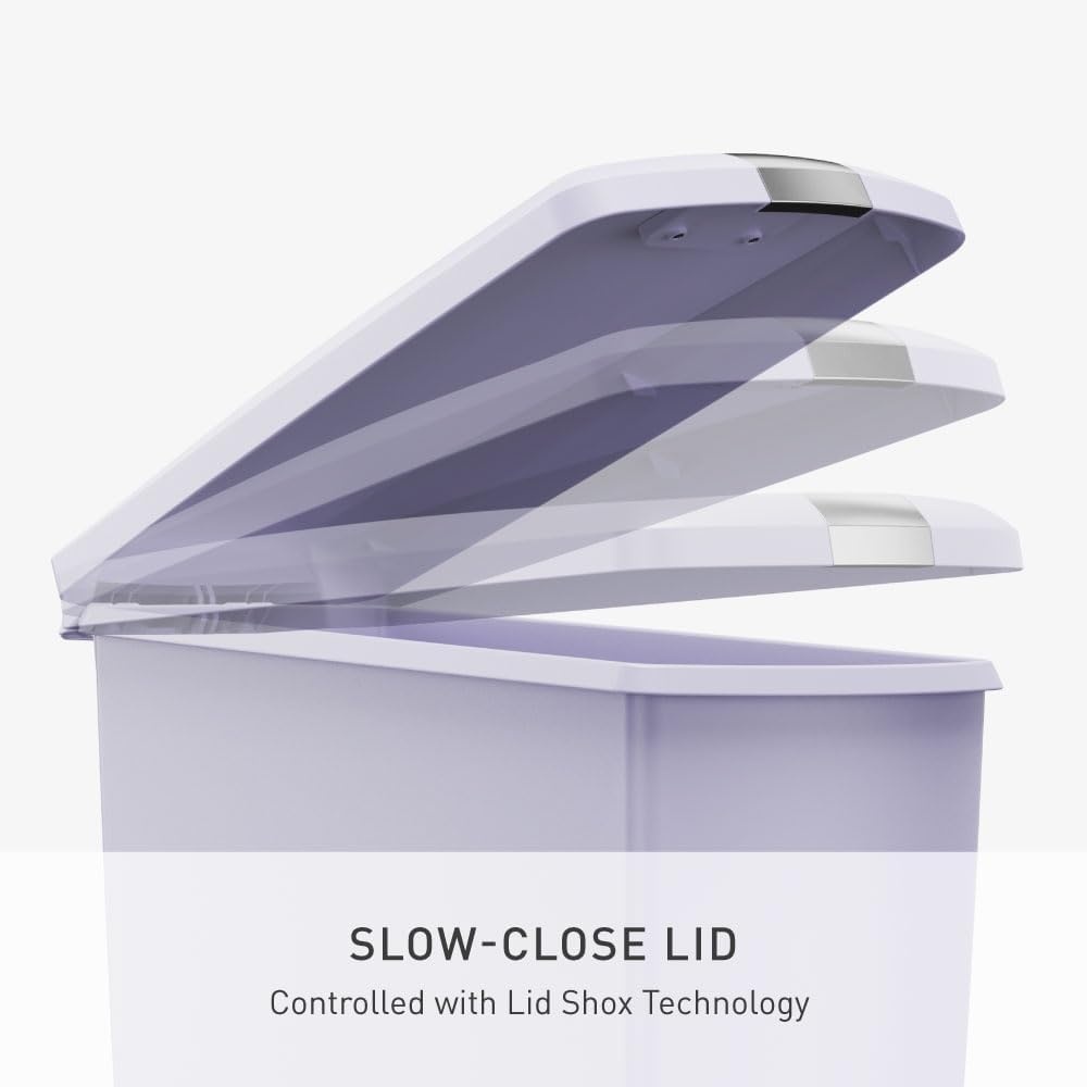 image:imagesimplehuman Slim Step Can 40L 106 Gallon SpaceEfficient Kitchen Trash Can Studio Edition PetProof Slide Lock 150000Step Pedal Wheels Blush PlasticLilac