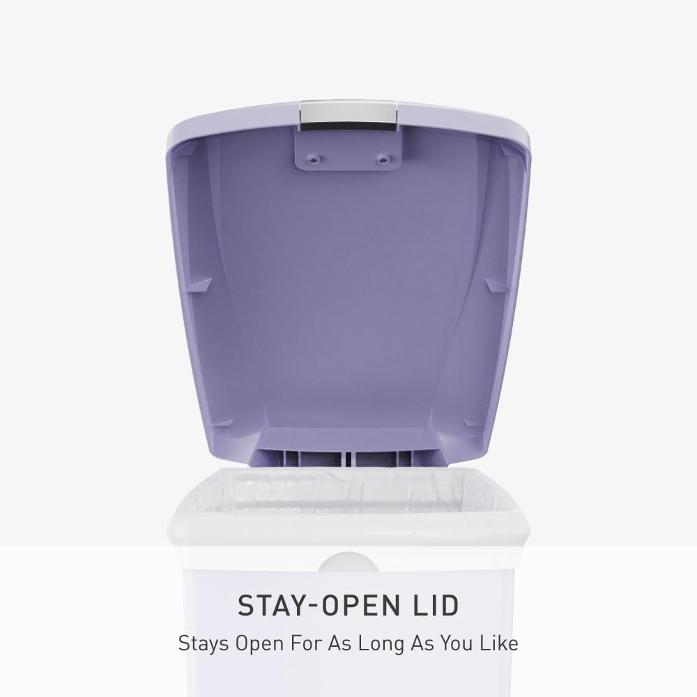 image:imagesimplehuman Slim Step Can 40L 106 Gallon SpaceEfficient Kitchen Trash Can Studio Edition PetProof Slide Lock 150000Step Pedal Wheels Blush PlasticLilac