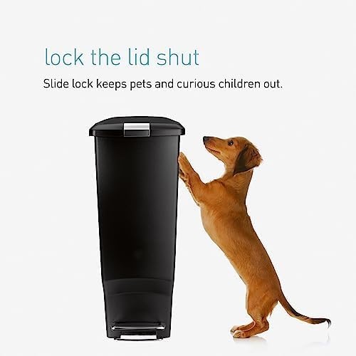 image:imagesimplehuman Slim Step Can 40L 106 Gallon SpaceEfficient Kitchen Trash Can Studio Edition PetProof Slide Lock 150000Step Pedal Wheels Blush PlasticWhite