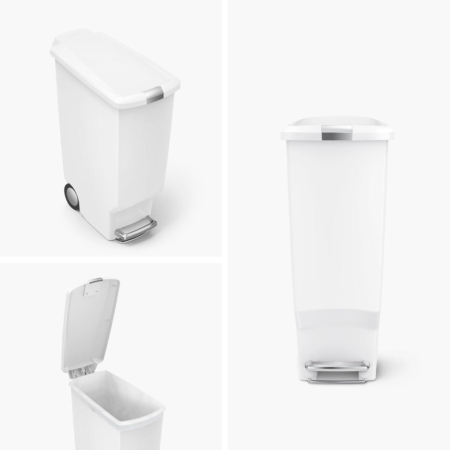 image:imagesimplehuman Slim Step Can 40L 106 Gallon SpaceEfficient Kitchen Trash Can Studio Edition PetProof Slide Lock 150000Step Pedal Wheels Blush PlasticWhite