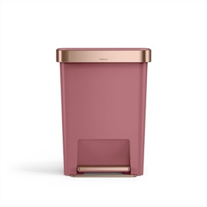 simplehuman 45 Liter / 12 Gallon Rectangular Kitchen Step Trash Can with Soft-Close Lid, Grey Plastic(Blush)