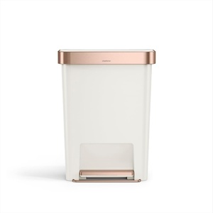 simplehuman 45 Liter / 12 Gallon Rectangular Kitchen Step Trash Can with Soft-Close Lid, Grey Plastic(Cream)