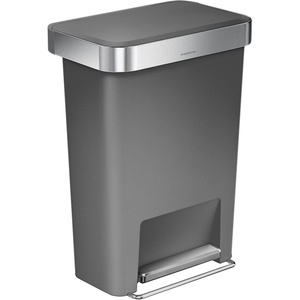 simplehuman 45 Liter / 12 Gallon Rectangular Kitchen Step Trash Can with Soft-Close Lid, Grey Plastic(Gray)