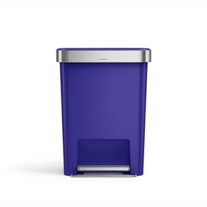 simplehuman 45 Liter / 12 Gallon Rectangular Kitchen Step Trash Can with Soft-Close Lid, Grey Plastic(Indigo)