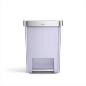 simplehuman 45 Liter / 12 Gallon Rectangular Kitchen Step Trash Can with Soft-Close Lid, Grey Plastic(Lilac)
