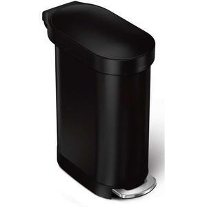 simplehuman 45 Liter / 12 Gallon Slim Hands-Free Kitchen Step Trash Can, Brushed Stainless Steel(Matte Black)