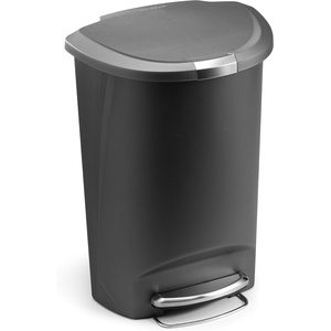 simplehuman 50 Liter / 13 Gallon Semi-Round Kitchen Step Trash Can with Secure Slide Lock, Black Plastic(Gray)