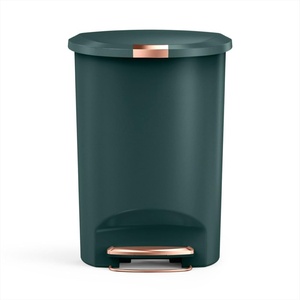 simplehuman 50 Liter / 13 Gallon Semi-Round Kitchen Step Trash Can with Secure Slide Lock, Black Plastic(Hunter)