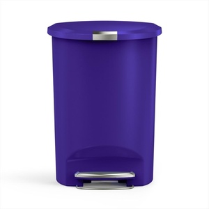 simplehuman 50 Liter / 13 Gallon Semi-Round Kitchen Step Trash Can with Secure Slide Lock, Black Plastic(Indigo)