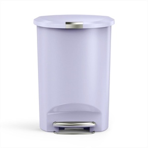 simplehuman 50 Liter / 13 Gallon Semi-Round Kitchen Step Trash Can with Secure Slide Lock, Black Plastic(Lilac)