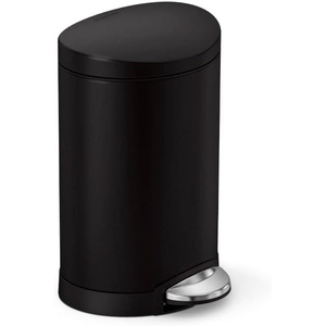 simplehuman 6 Liter / 1.6 Gallon Semi-Round Bathroom Step Trash Can, Matte Black(Alloy Steel, Plastic)