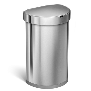 simplehuman Semi-Round Step Can, 60L / 15.9 Gallon Large-Capacity Kitchen Trash Can, Liner Rim, Liner Pocket®, 150,000-Step Pedal, Lid Shox® Silent Close, Brushed Stainless Steel(Brushed)