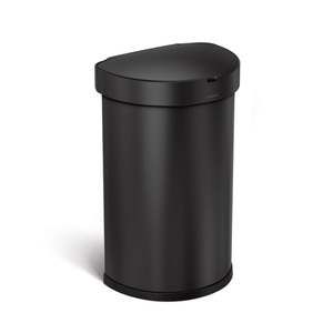 simplehuman Semi-Round Step Can, 60L / 15.9 Gallon Large-Capacity Kitchen Trash Can, Liner Rim, Liner Pocket®, 150,000-Step Pedal, Lid Shox® Silent Close, Brushed Stainless Steel(Black)